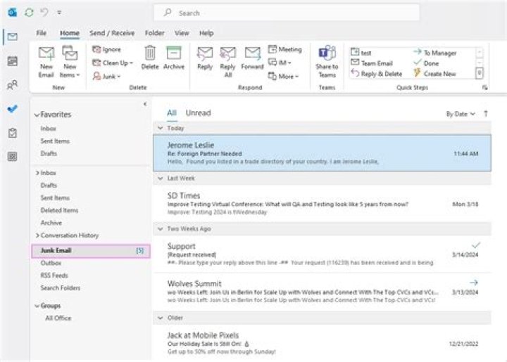 Can I delete my junk email folder?
