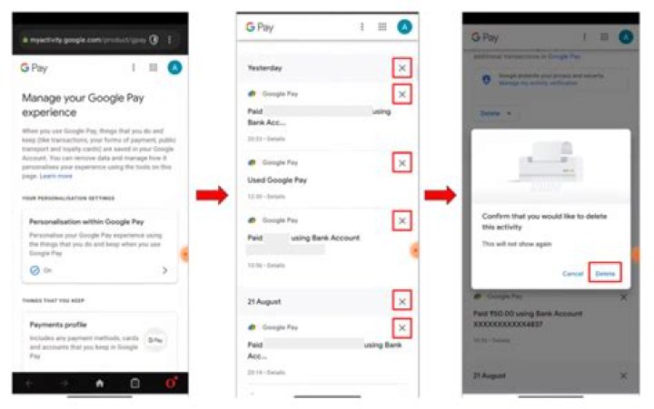 Can we delete Google pay history?