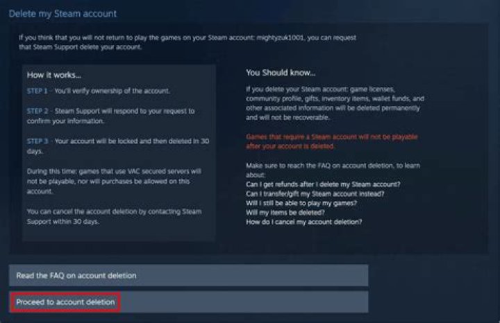 Can you permanently delete a Steam account?