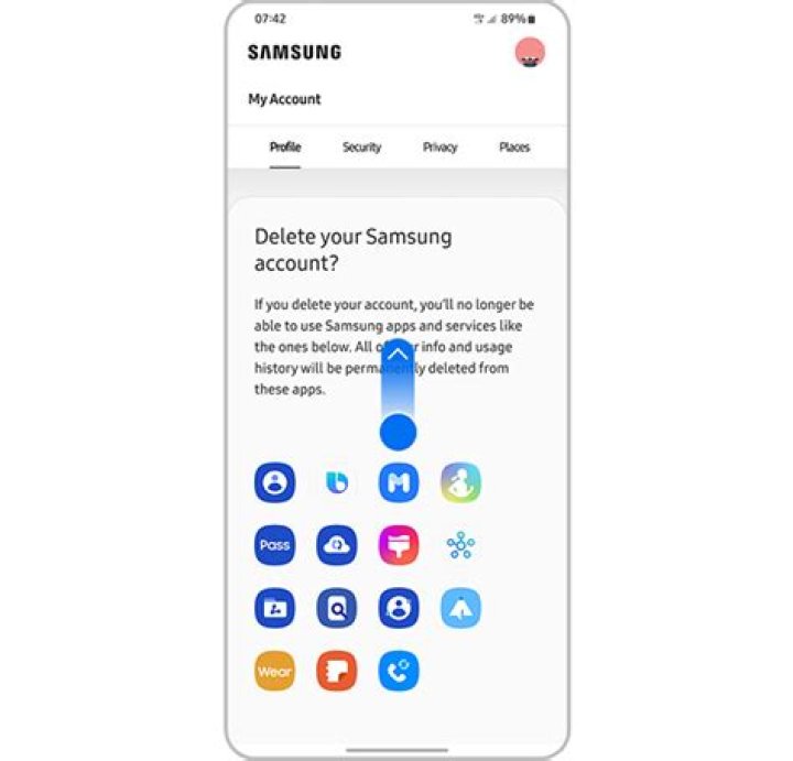 How can I delete my Samsung account?