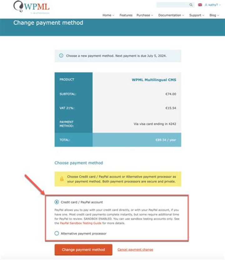 How do I change my primary payment method on Facebook?