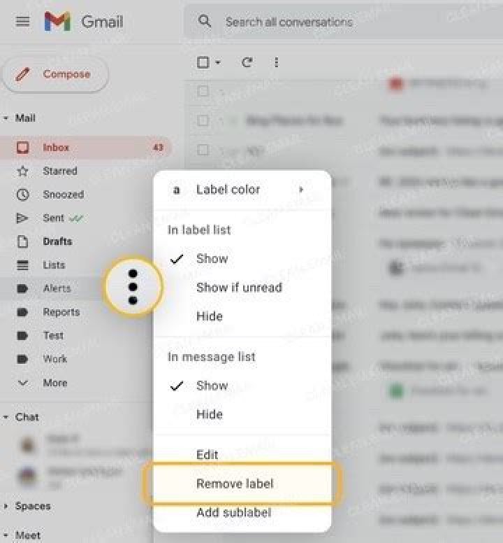How do I delete a label in Gmail on my phone?