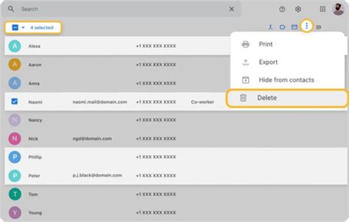 How do I delete contacts from Gmail backup?