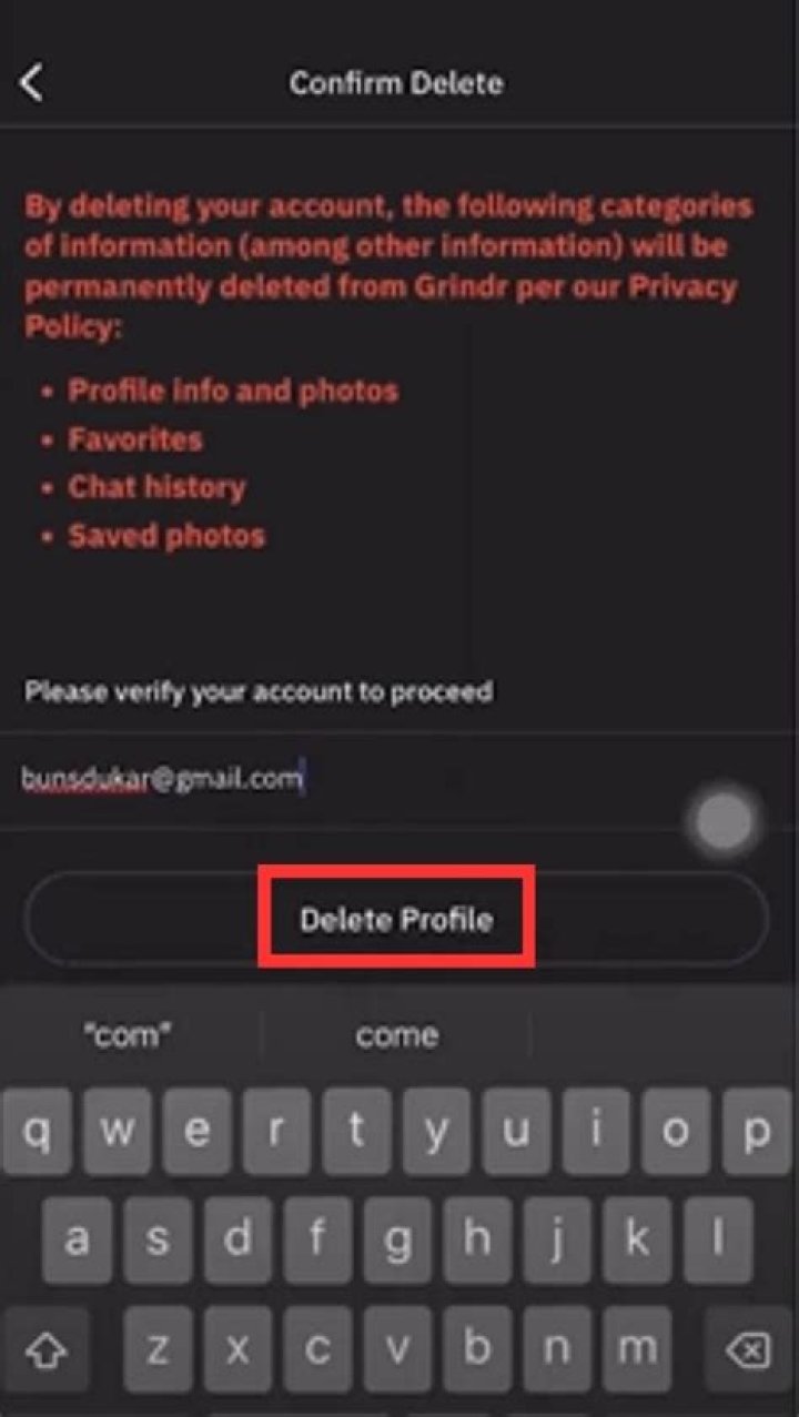 How do I delete my Grindr account from icloud?