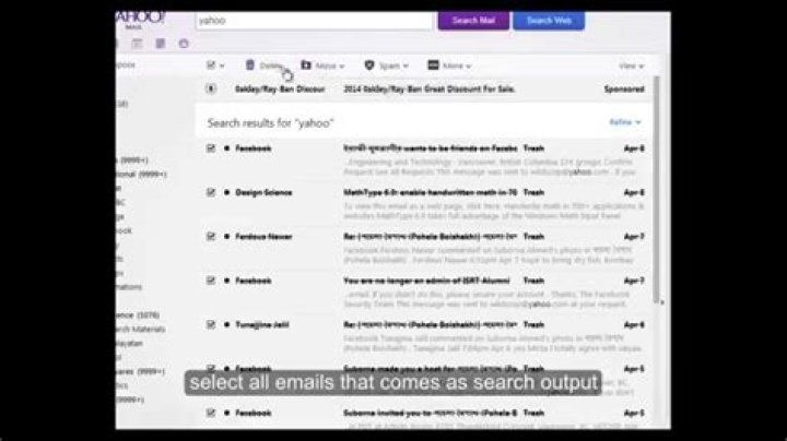 How do I delete thousands of emails on Yahoo app?