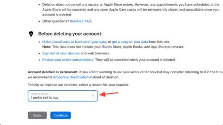 How do I permanently delete my Apple account?