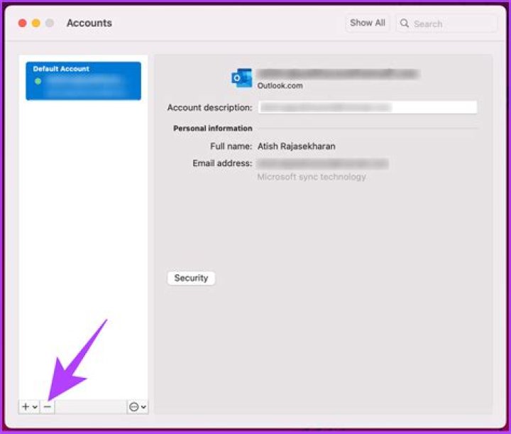 How do I remove an email account from my Macbook?
