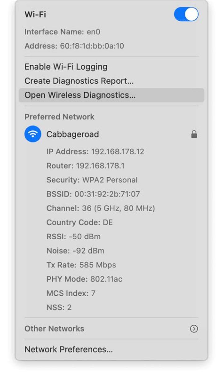 how do i run network diagnostics on mac high sierra?