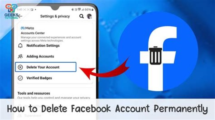 How do you permanently delete your Facebook account on the app?