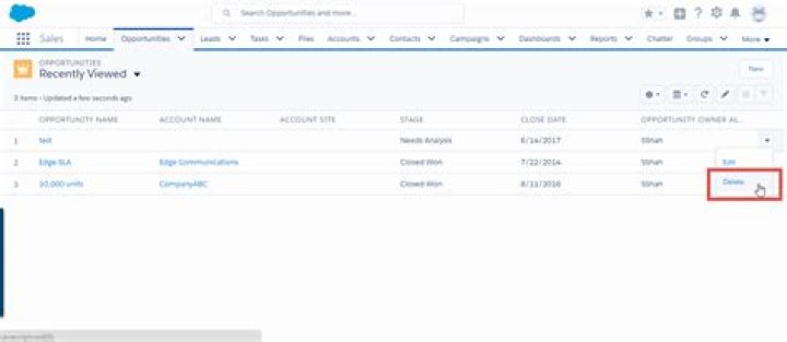 how to delete an opportunity in salesforce?