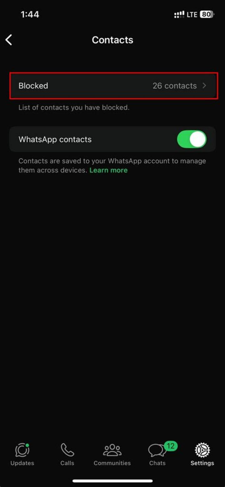 how to hide blocked contacts in whatsapp?