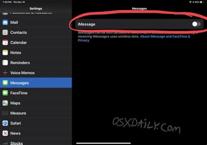 how to stop ipad from getting iphone messages?