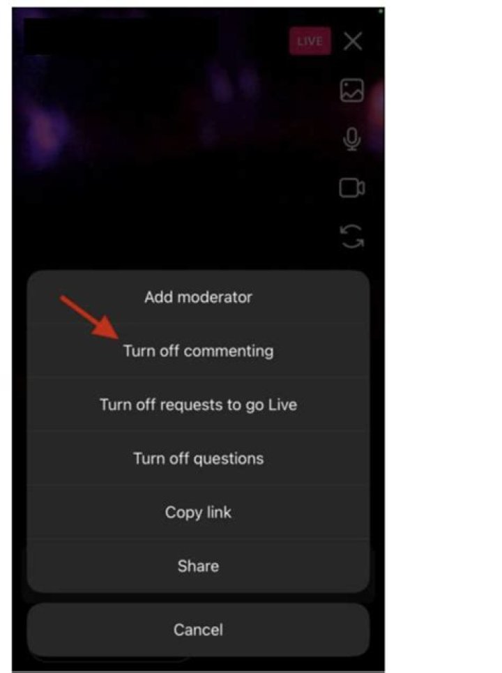 how to turn off comments on instagram live as a viewer?