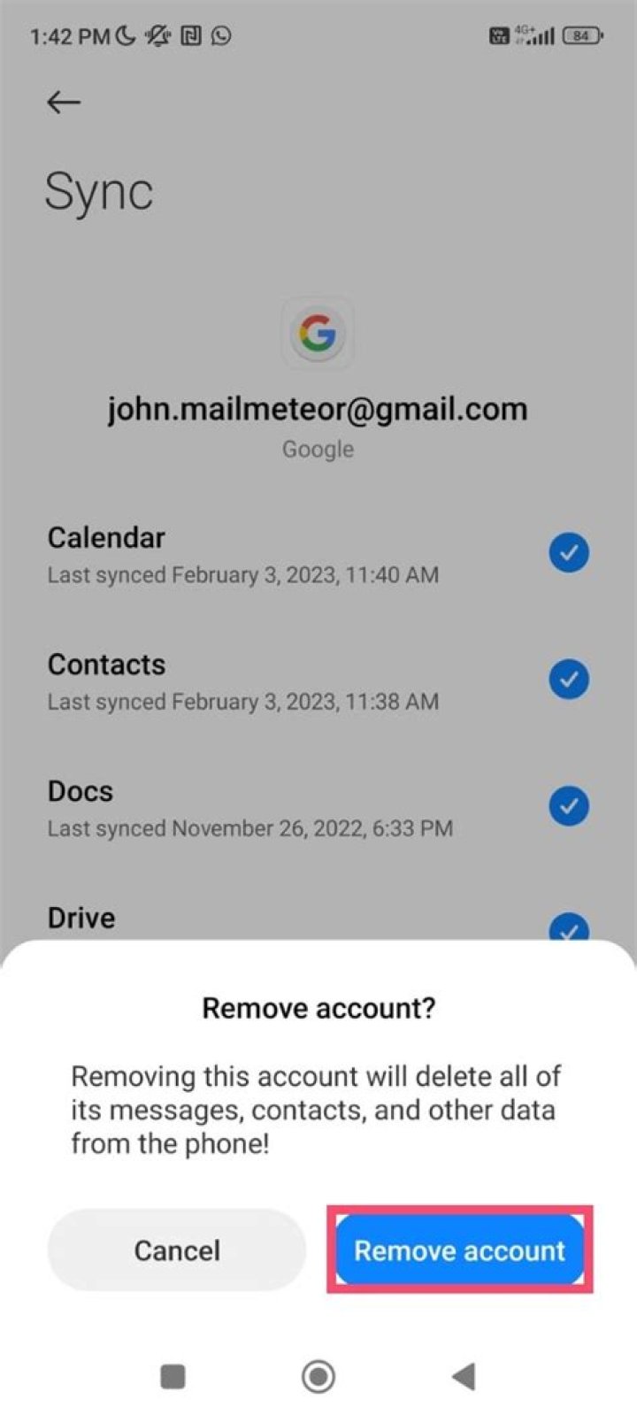 What happens if I delete my Gmail account from my iPhone?