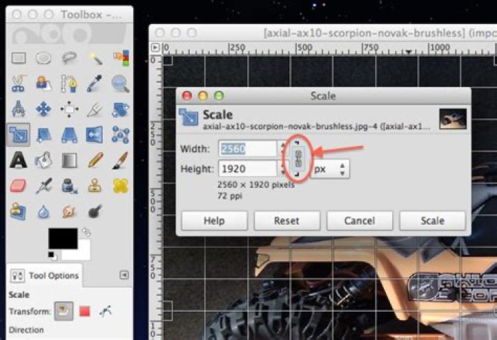 what is scale tool in gimp?