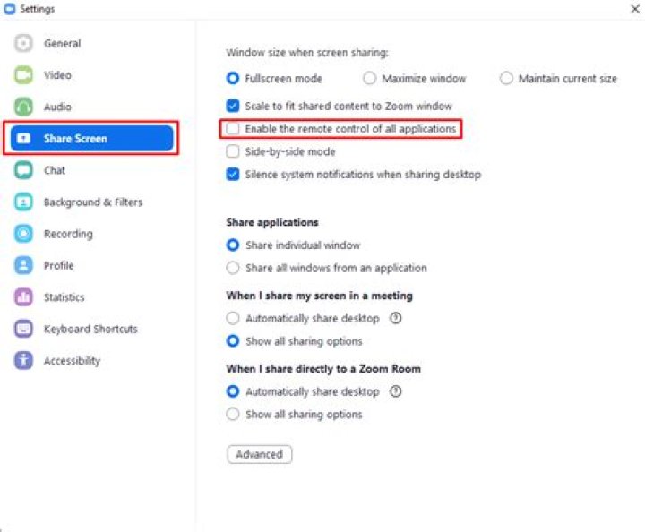 Zoom: How to Prevent Someone From Remotely Controlling Applications via Screen Sharing?